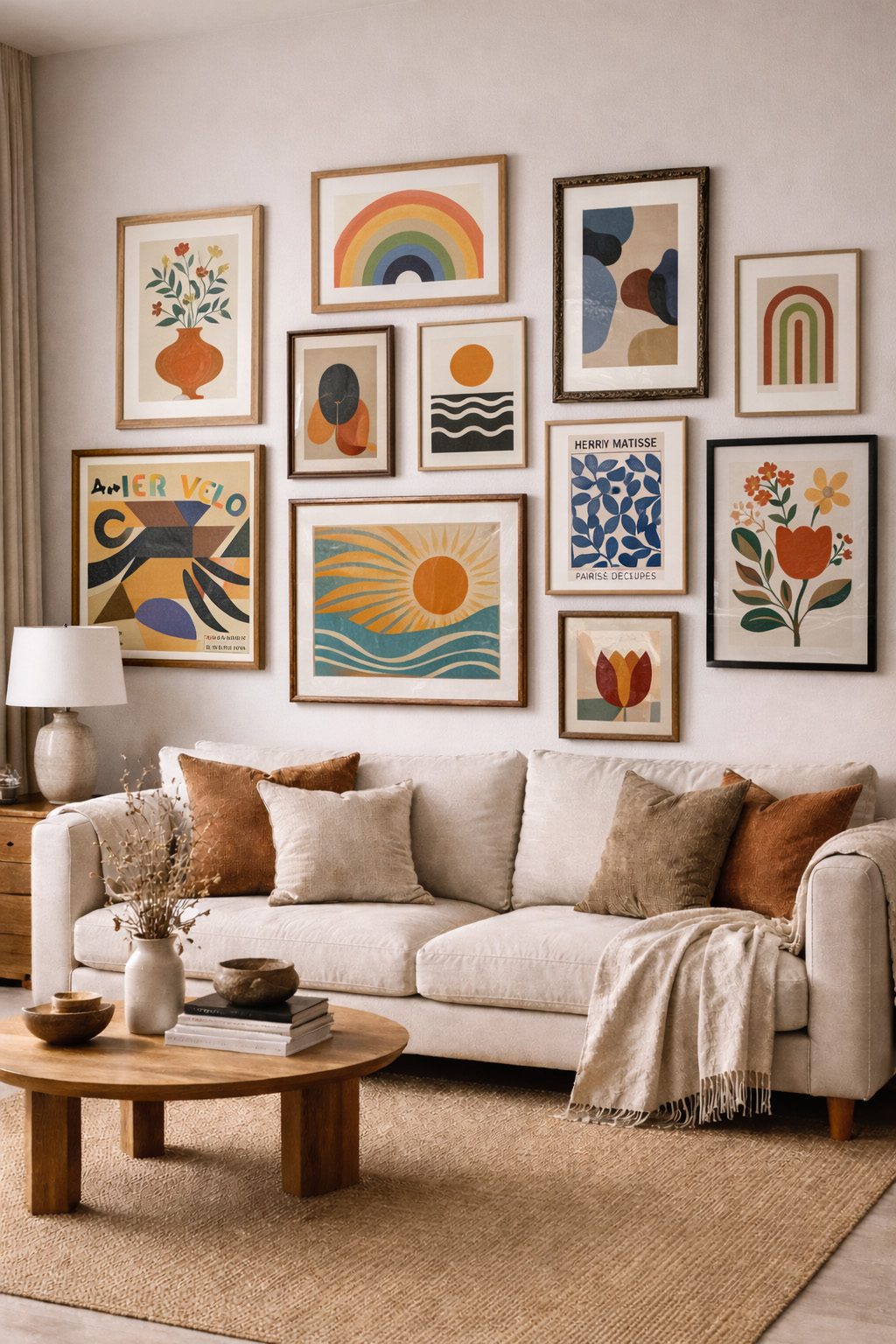 Gallery wall dans un intérieur contemporain — tendances décoration 2026